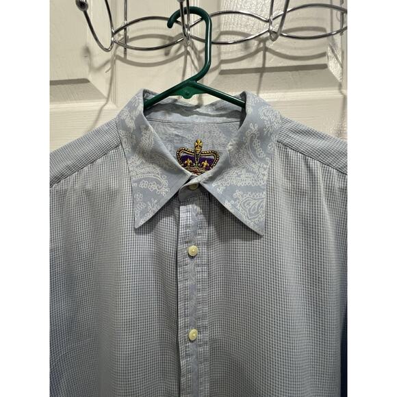 Robert Graham  Long Sleeve Button Up Shirt Blue Patterned Crown Embellishment - Picture 3 of 7